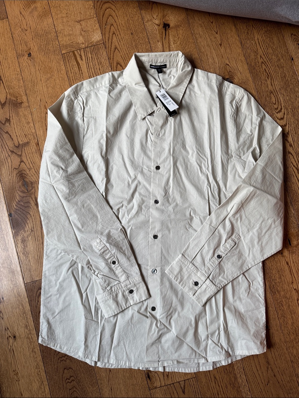 James Perse Men's Lightweight Button-Down Shirt Jacket in Cream